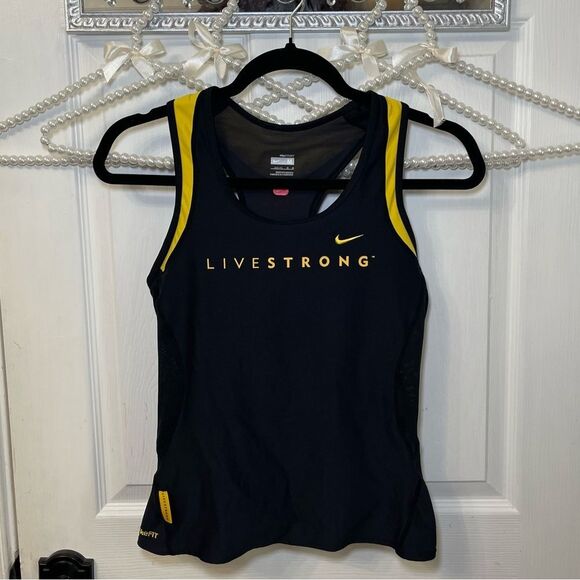 Nike Women's Black and Yellow LIVESTRONG Tank Top - Picture 1 of 12